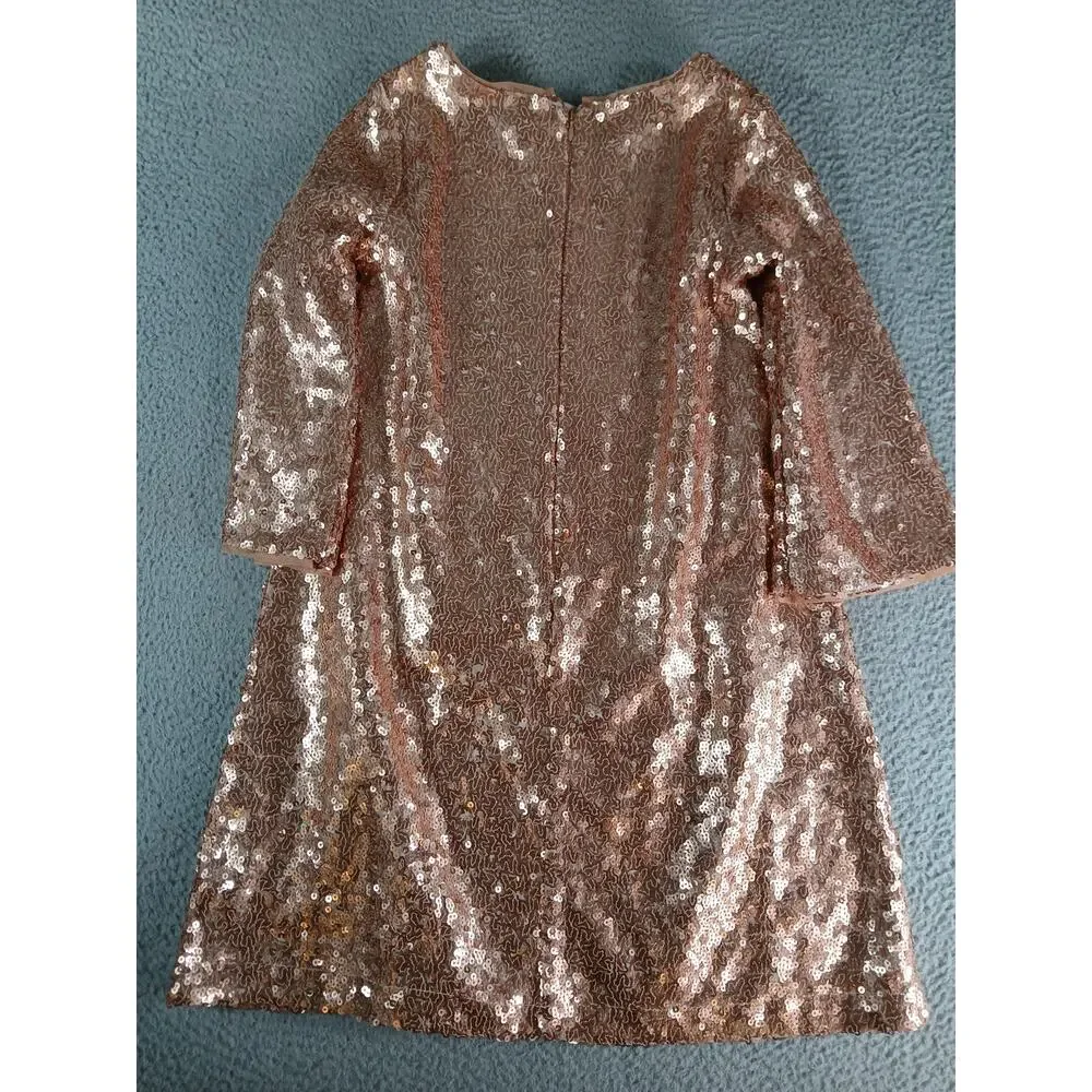 Gap Sequin Dress Girls XL Rose Gold Knee Length Mod Fancy Christmas Sparkle